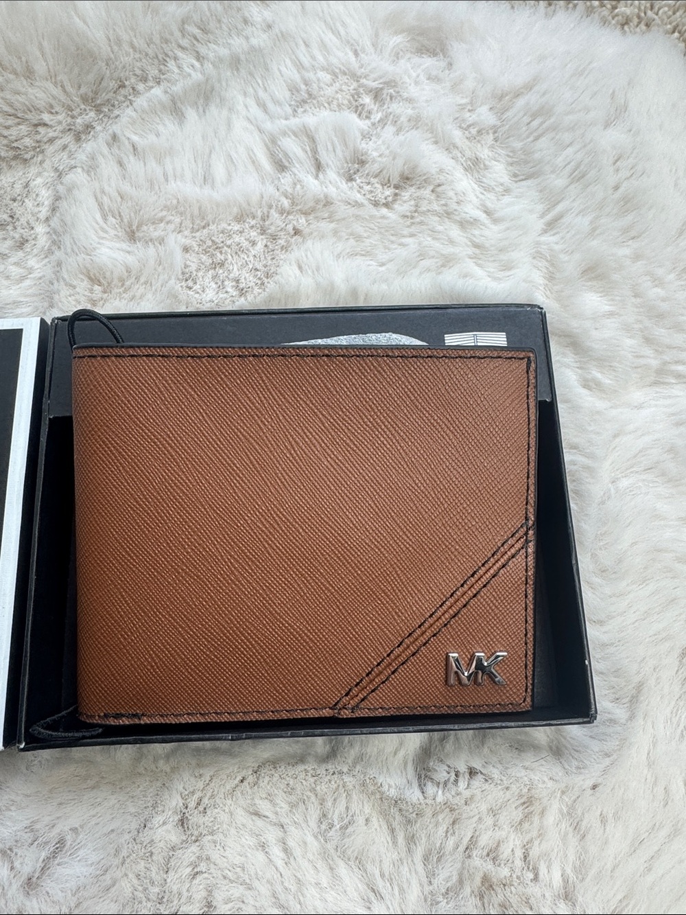 Michael Kors Men’s Tan/Brown Saffiano Leather Card Holder Wallet